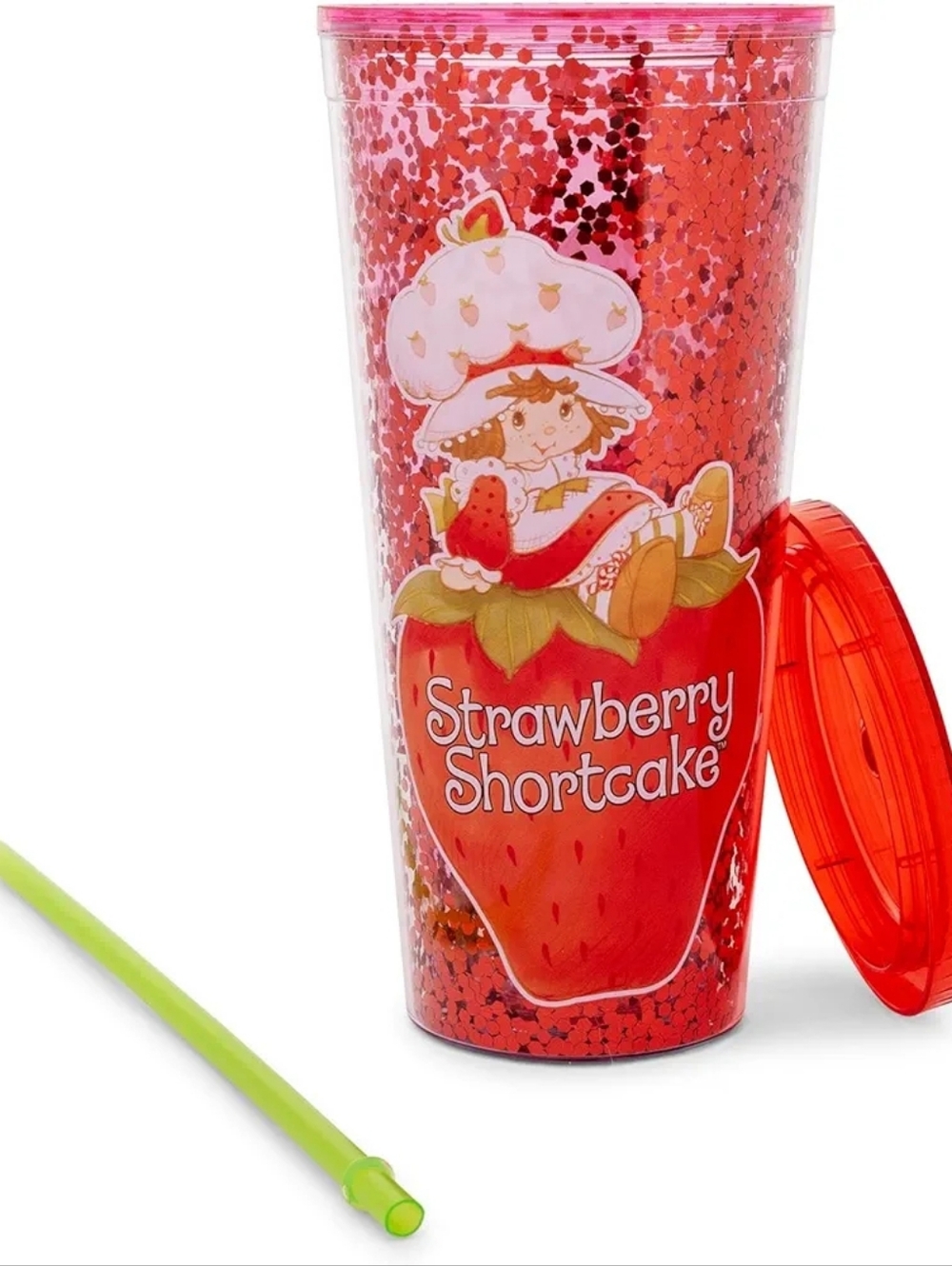 Strawberry Shortcake Plastic Confetti Cold Cup With Lid & Straw, 32 Ounces*New*